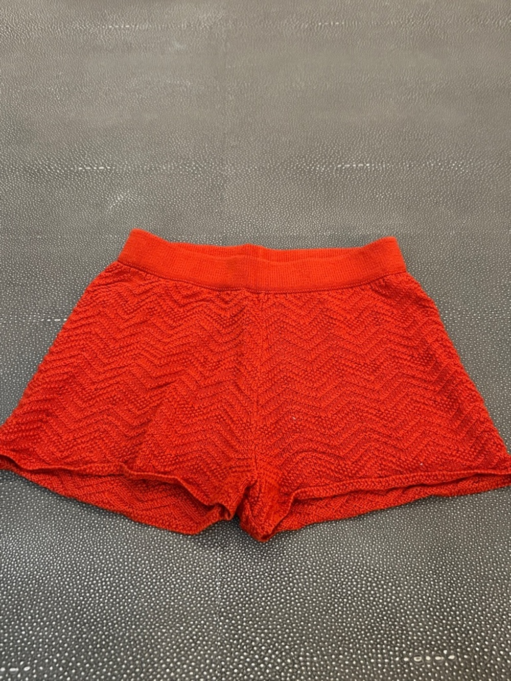 Misha And Puff Red Knit Chevron-Texture Shorts